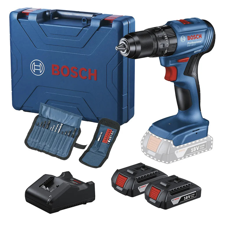 Furadeira Parafusadeira Impacto 18V Bosch GSB185LI-2BX Sem Fio, (Pague 1 e leve 2 baterias)