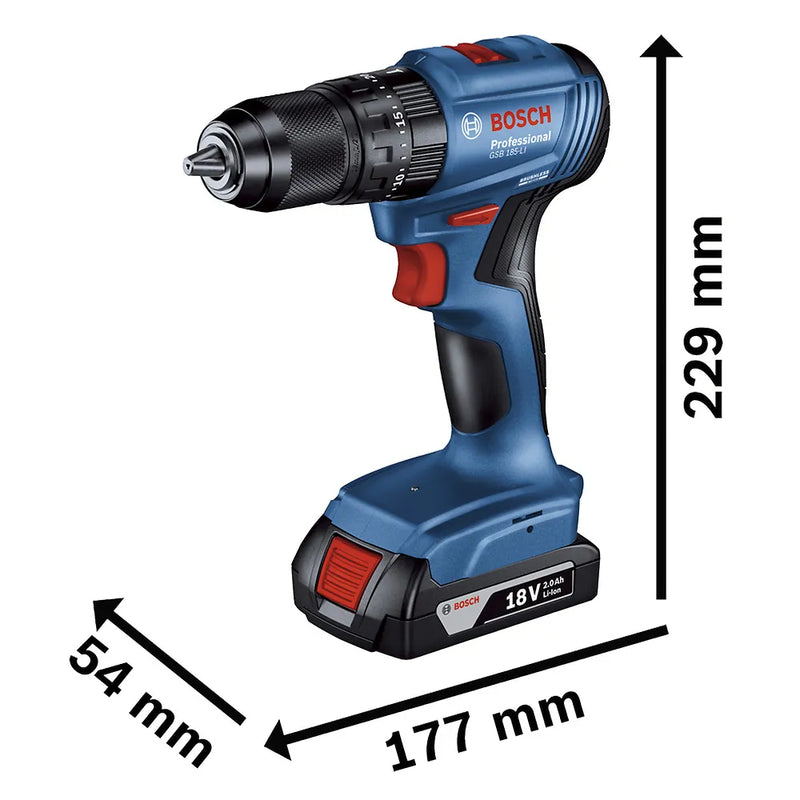 Furadeira Parafusadeira Impacto 18V Bosch GSB185LI-2BX Sem Fio, (Pague 1 e leve 2 baterias)